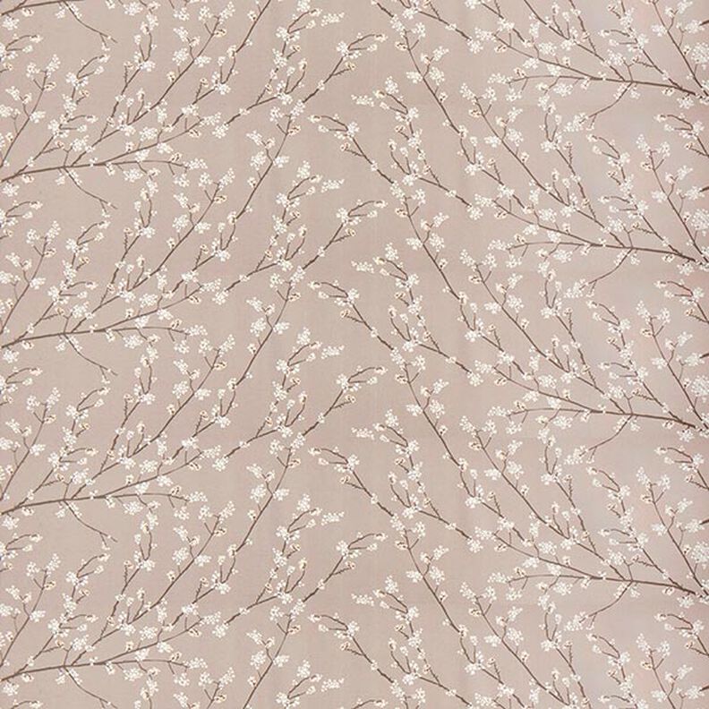 Decor Fabric Half Panama Flowering Branches – taupe,  image number 1