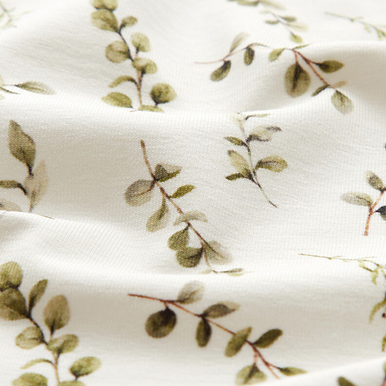 Cotton Jersey eucalyptus tendrils Digital Print  – offwhite,  image number 2