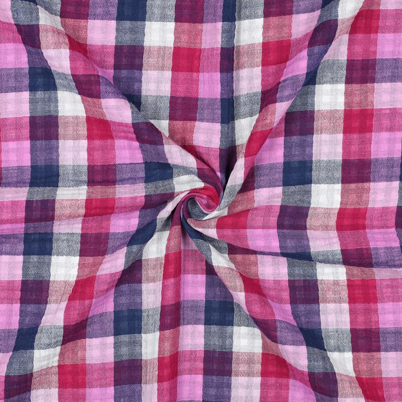 Double Gauze/Muslin checked Doubleface | Poppy Fabrics – lilac/navy blue, image number 3
