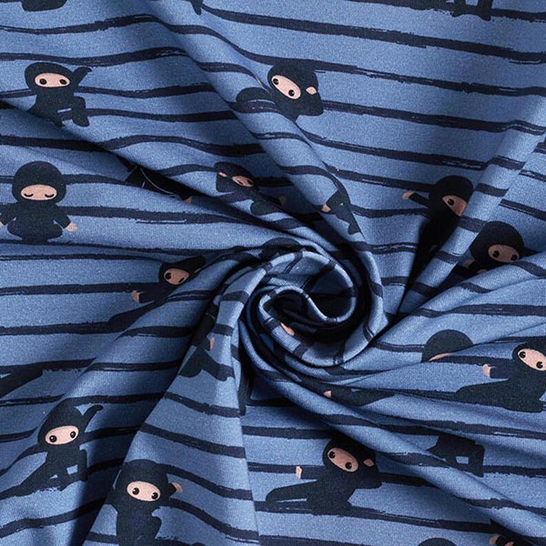 Cotton Jersey Stripe Ninjas  – blue grey,  image number 3