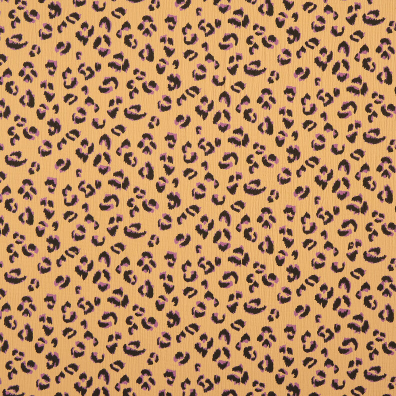 Double Gauze/Muslin leopard print – antique gold/red lilac,  image number 1