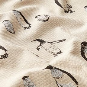 Half Panama Decor Fabric Penguins – natural | Remnant 90cm, 