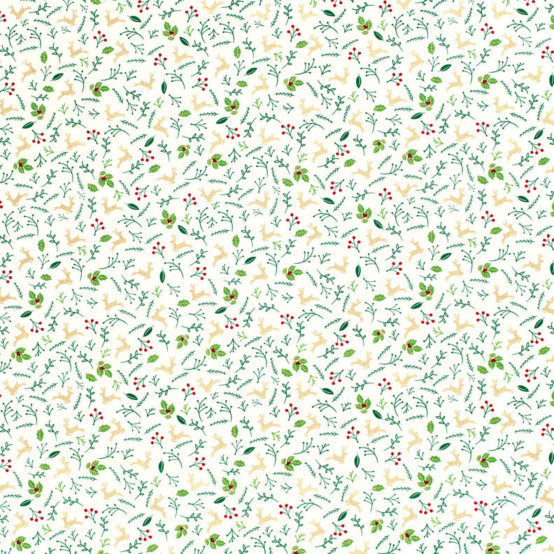 Cotton Poplin Deer and branches – offwhite/gold, image number 6