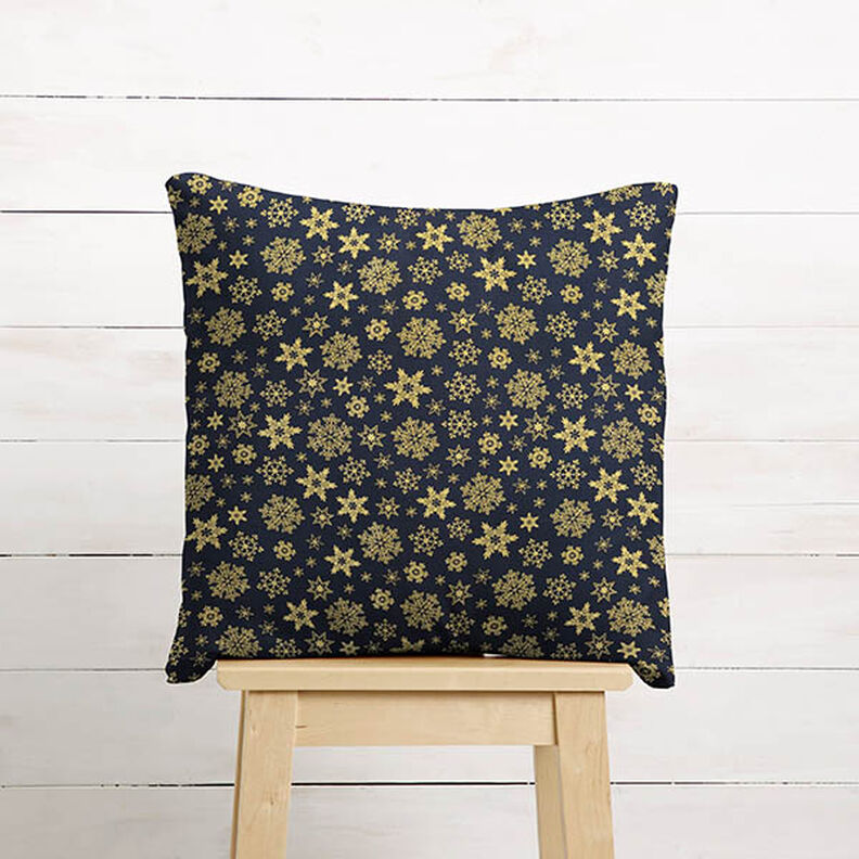 Cotton Poplin Snow Crystals – midnight blue/gold, image number 8
