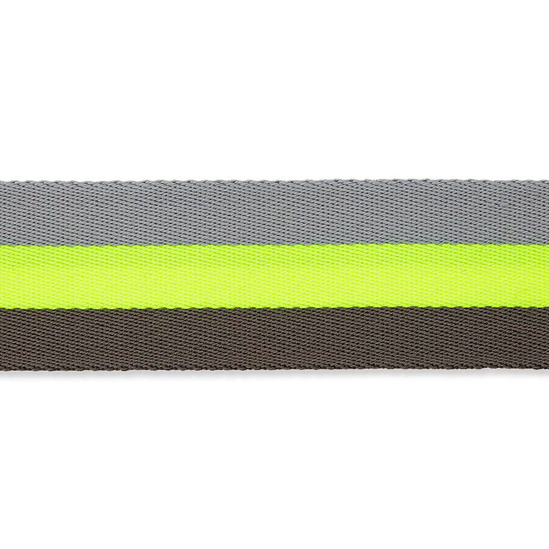Neon Bag Strap Webbing [ 40 mm ] – neon yellow/grey,  image number 1