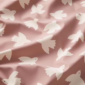 Raincoat Fabric birds Digital Print – light dusky pink, 