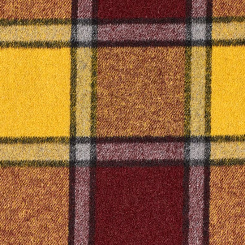 Coat Fabric roughened check – burgundy/curry yellow, image number 5
