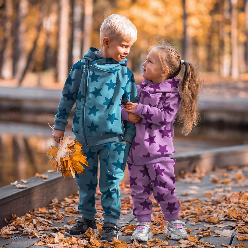 Comfy Sweatshirt stars | Poppy Fabrics – brilliant blue/ocean blue, image number 5