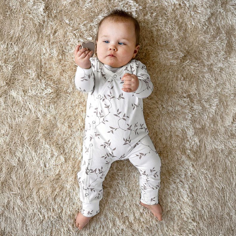 Cotton Jersey Leafy Vines – ivory/light brown, image number 8