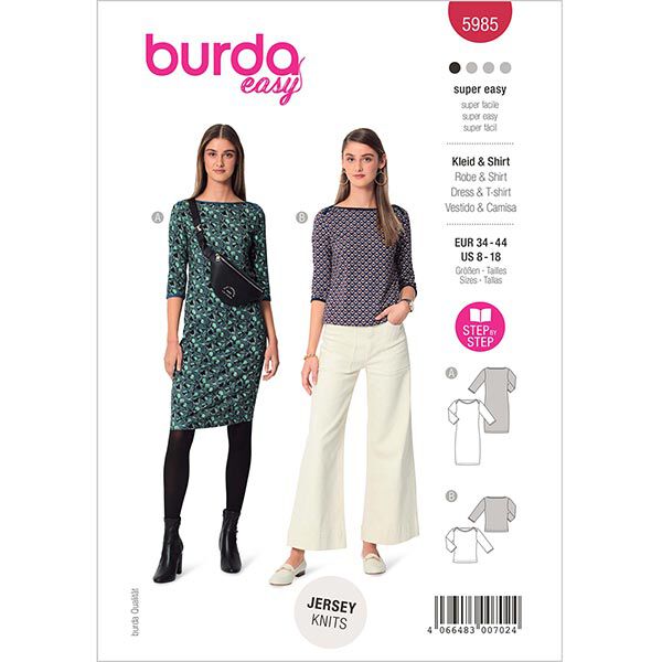 Dress / shirt - Boat Neck | Burda 5985 | 34-44,  image number 1