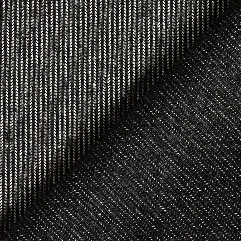 Trouser fabric wool blend melange stripes – black/white,  image number 3