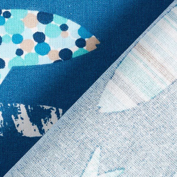 Cotton Cretonne abstract fish – blue,  image number 4