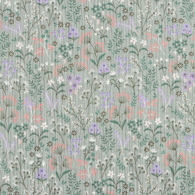 GOTS Double Gauze/Muslin Spring flower meadow | Poppy Fabrics – reed,  image number 1