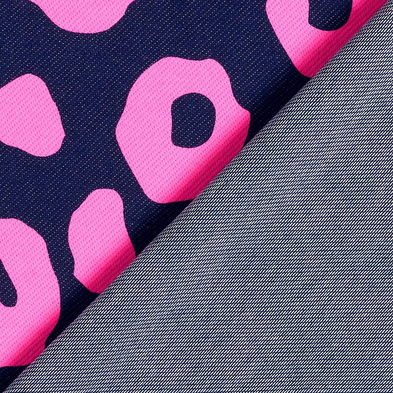 French Terry Jeans look neon leopard print – midnight blue/neon pink, image number 4