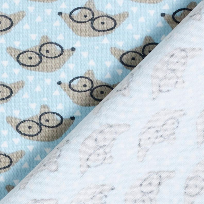 Cotton Jersey Fox with Glasses – baby blue,  image number 4