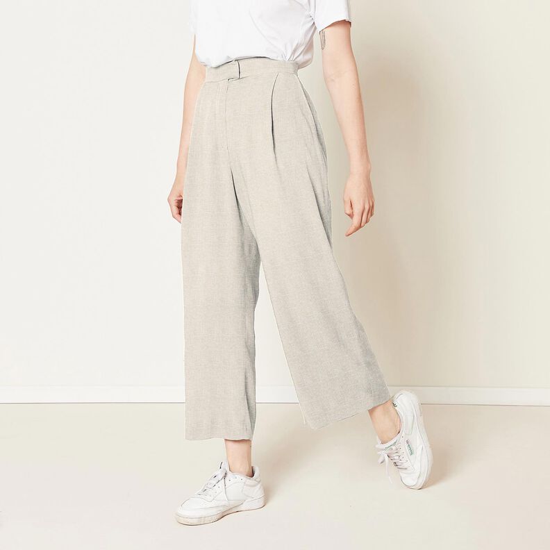 Linen Cotton Blend Narrow Stripes – light taupe/white,  image number 6