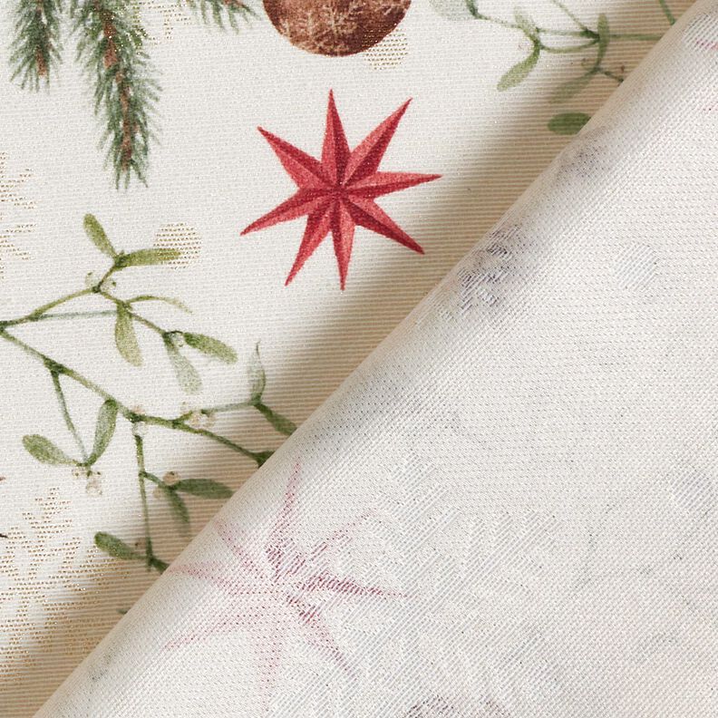 Decor Fabric Jacquard Lurex Fir Branches – natural/gold,  image number 4