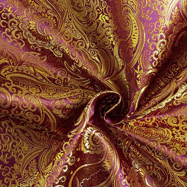 Garment jacquard, metallic paisley – lilac/gold,  image number 4