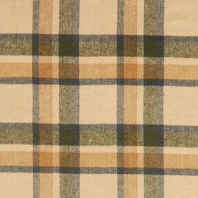 Coat fabric roughened tartan – sand/light khaki, 