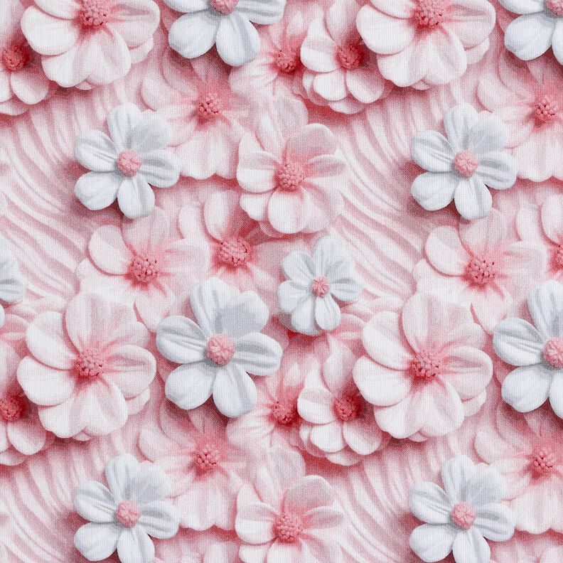 Cotton Poplin confectionary flowers Digital Print – light dusky pink,  image number 1