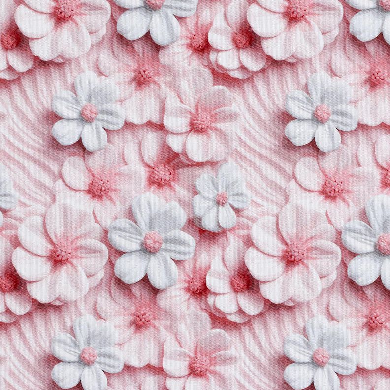 Cotton Poplin confectionary flowers Digital Print – light dusky pink, image number 1