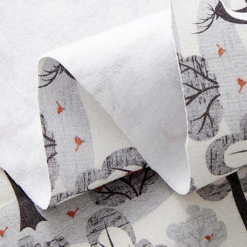 Brushed Sweatshirt Fabric abstract woodland animals Digital Print – misty grey,  image number 3