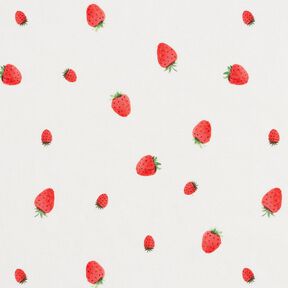 GOTS Cotton Jersey watercolour strawberries Digital Print – ivory, 