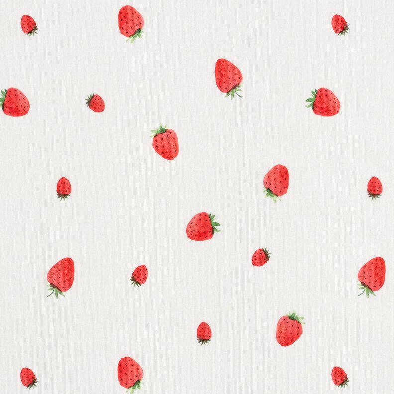 GOTS Cotton Jersey watercolour strawberries Digital Print – ivory, image number 1