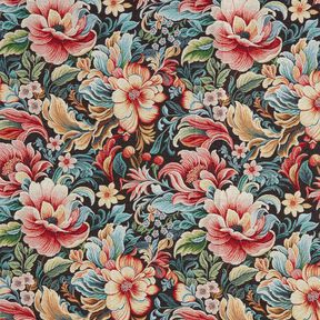 Decor Fabric Tapestry Fabric dreamy flowers – black/red, 
