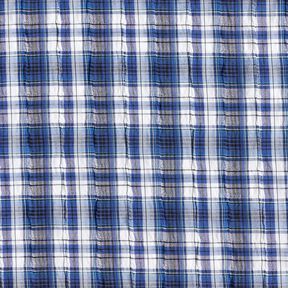 Cotton fabric tartan crash weave – royal blue/white, 