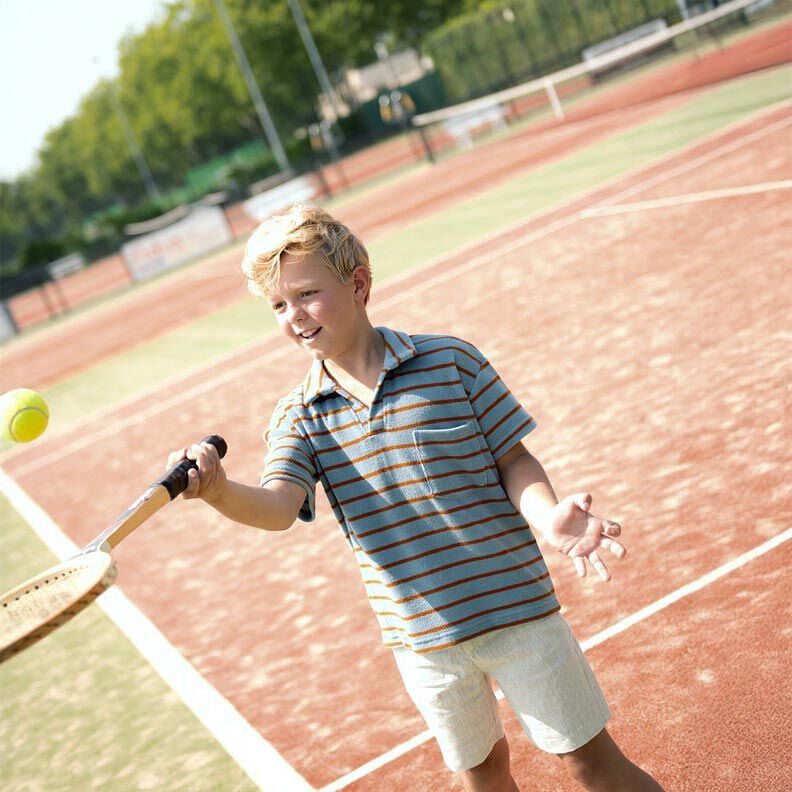 terry cloth jersey Stripes | Poppy Fabrics – dove blue/copper,  image number 5