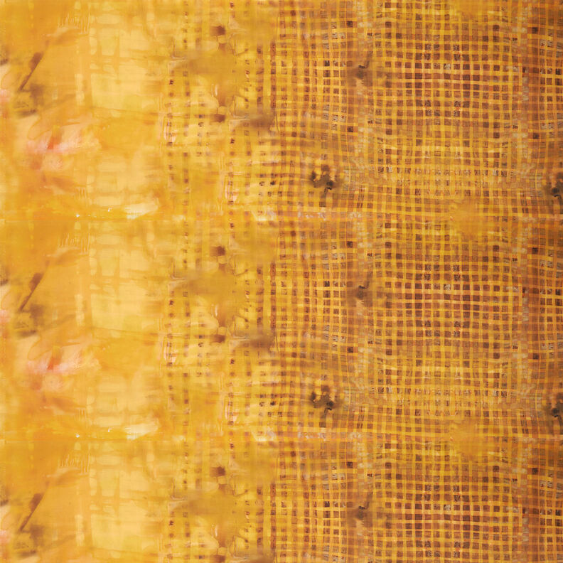 GOTS Cotton Batiste border fabric checks with colour gradient | TCC x LOOKS by Wolfgang Joop – curry,  image number 1