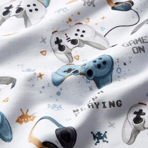 French Terry Game on Digital Print – white, 