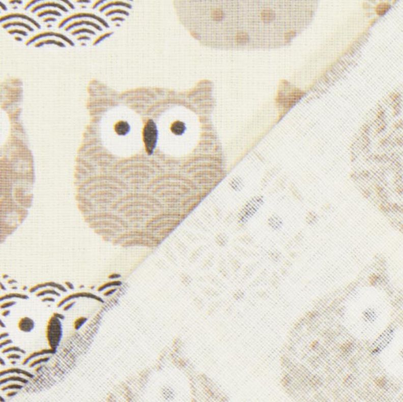 Cotton Cretonne owl – cream/grey,  image number 3