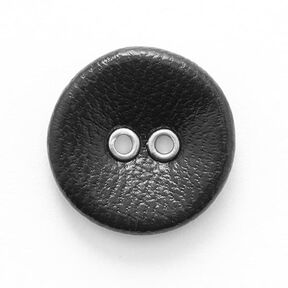 2-Hole Faux Leather Button  – black, 
