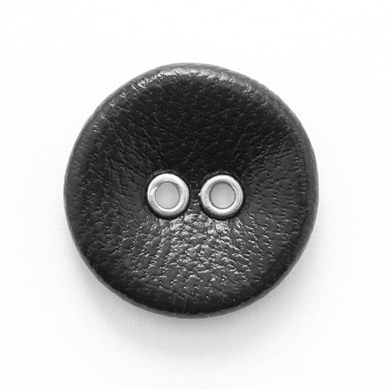 2-Hole Faux Leather Button  – black,  image number 1
