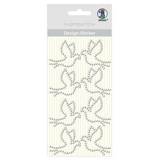 Dove Design Stickers [ 8 pieces ] – silver metallic, 