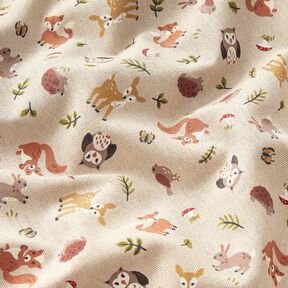 Decor Fabric Half Panama Friendly Forest Animals – natural/brown, 
