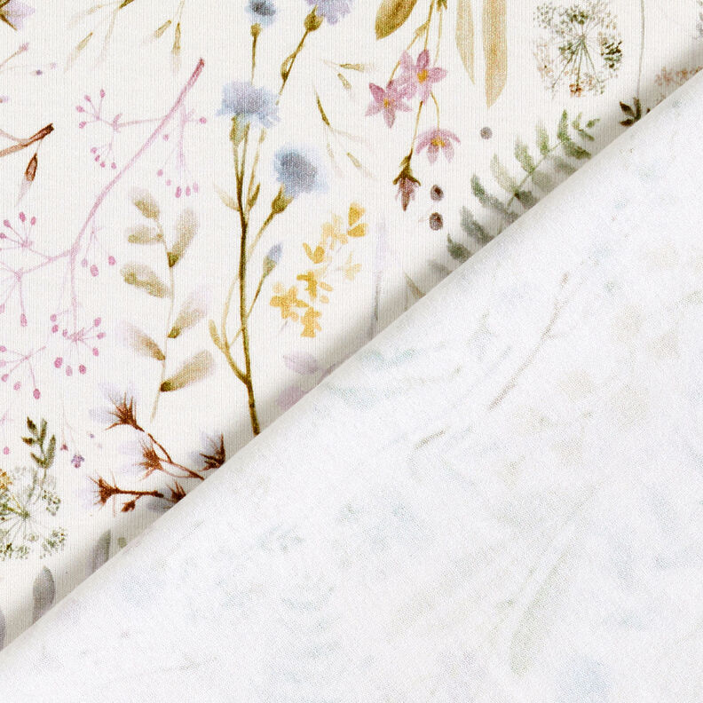 Delicate flowers & leaves viscose jersey – ivory,  image number 4