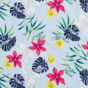 Tropical flowers cotton fabric – light blue, 