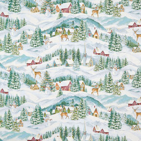 Decor Fabric Tapestry Fabric Winter Landscape – ivory/light turquoise, 