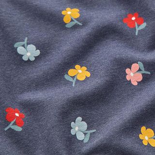 Cotton Jersey Little Flowers – navy blue | Remnant 50cm, 