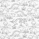 Cotton Poplin Colouring Fabric dinosaurs – white/black,  thumbnail number 1