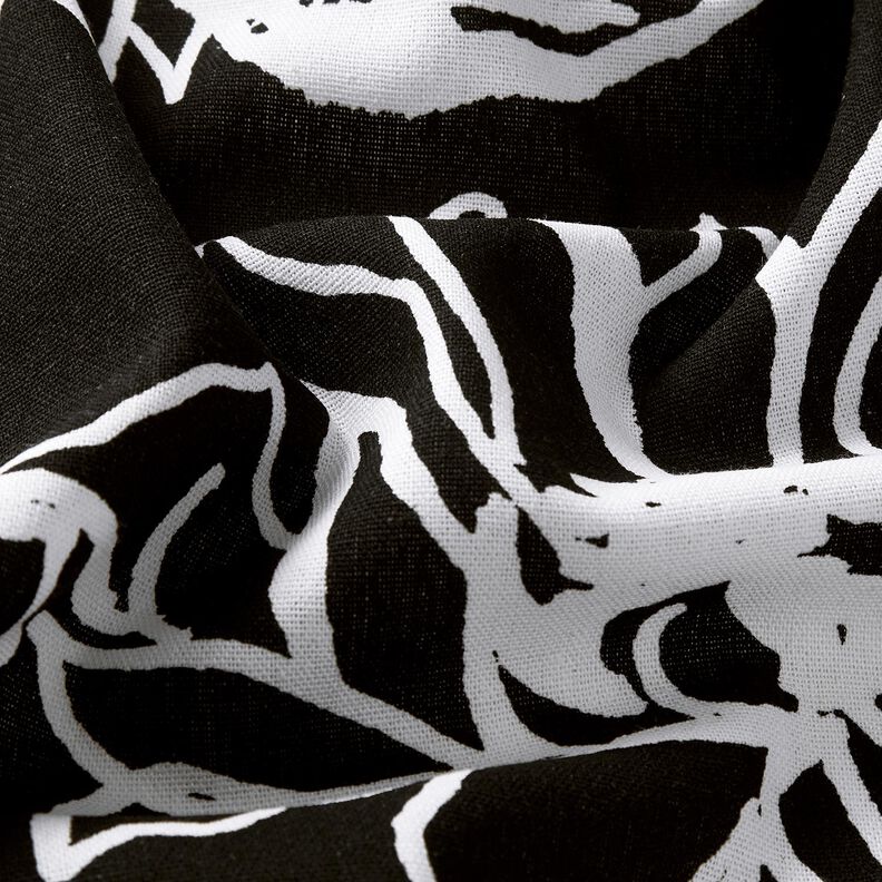 Viscose Linen Blend abstract sunflowers – black/white,  image number 2