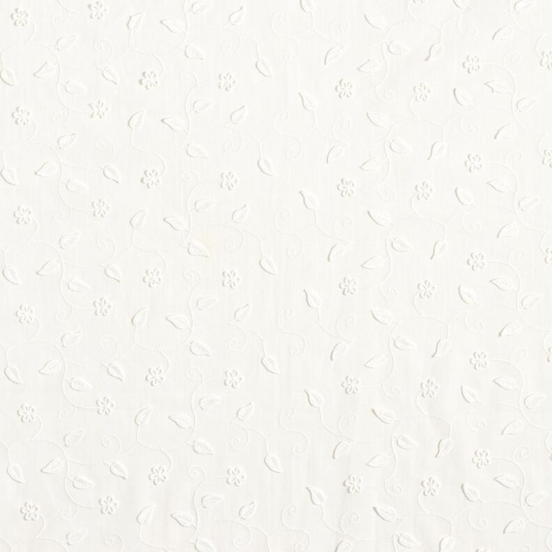 Cotton Fabric 3D Embroidery Flowers &ndash; white,  image number 1