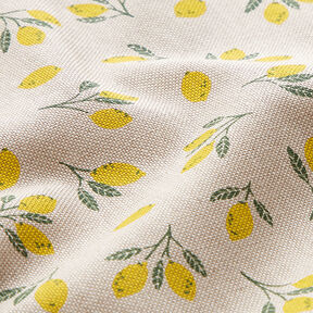 Decorative half Panama fabric Mini lemons – yellow/natural, 