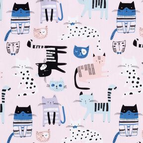 Cotton Cretonne abstract cats – light pink/white, 