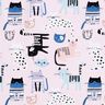 Cotton Cretonne abstract cats – light pink/white,  thumbnail number 1