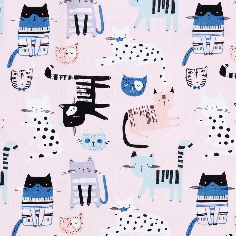Cotton Cretonne abstract cats – light pink/white, image number 1