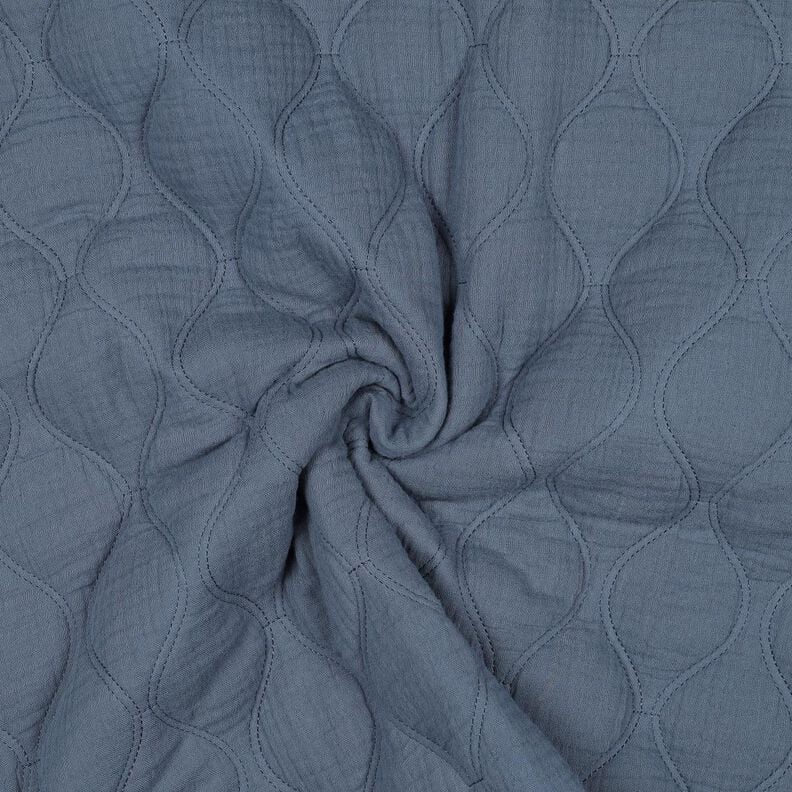 Quilted Fabric Muslin waves – blue grey,  image number 3